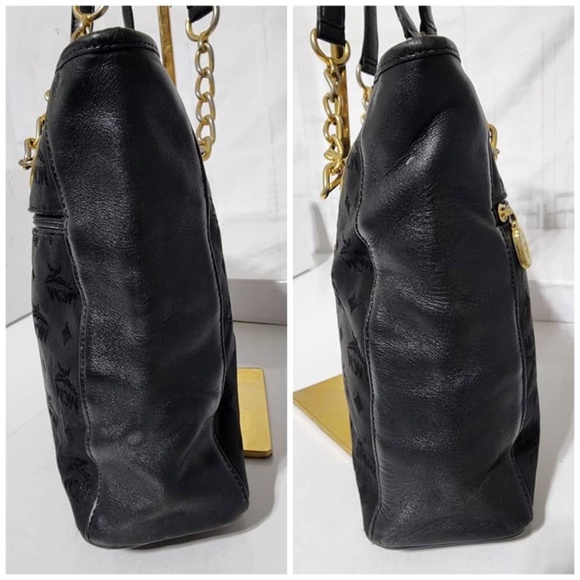 Authentic MCM Vintage Visetos Nylon Shopping Tote Bag Black - Picture 5 of 15